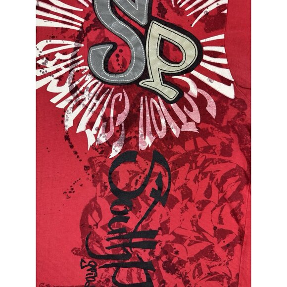 Vintage Y2K SouthPole AOP Red Shirt XL Streetwear Hype Art Logo Rare Hip Hop Art - Picture 8 of 16